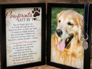 "Pawprints Left by You” Memorial Frame & Poem-Dog